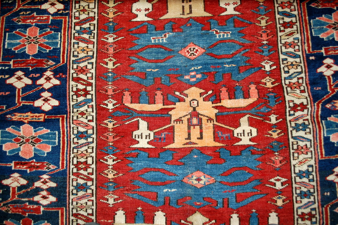Handmade antique Caucasian Azerbaijani Shirvan rug 4.4' x 8.9' (134cm x 271cm) 1880s - 1B491