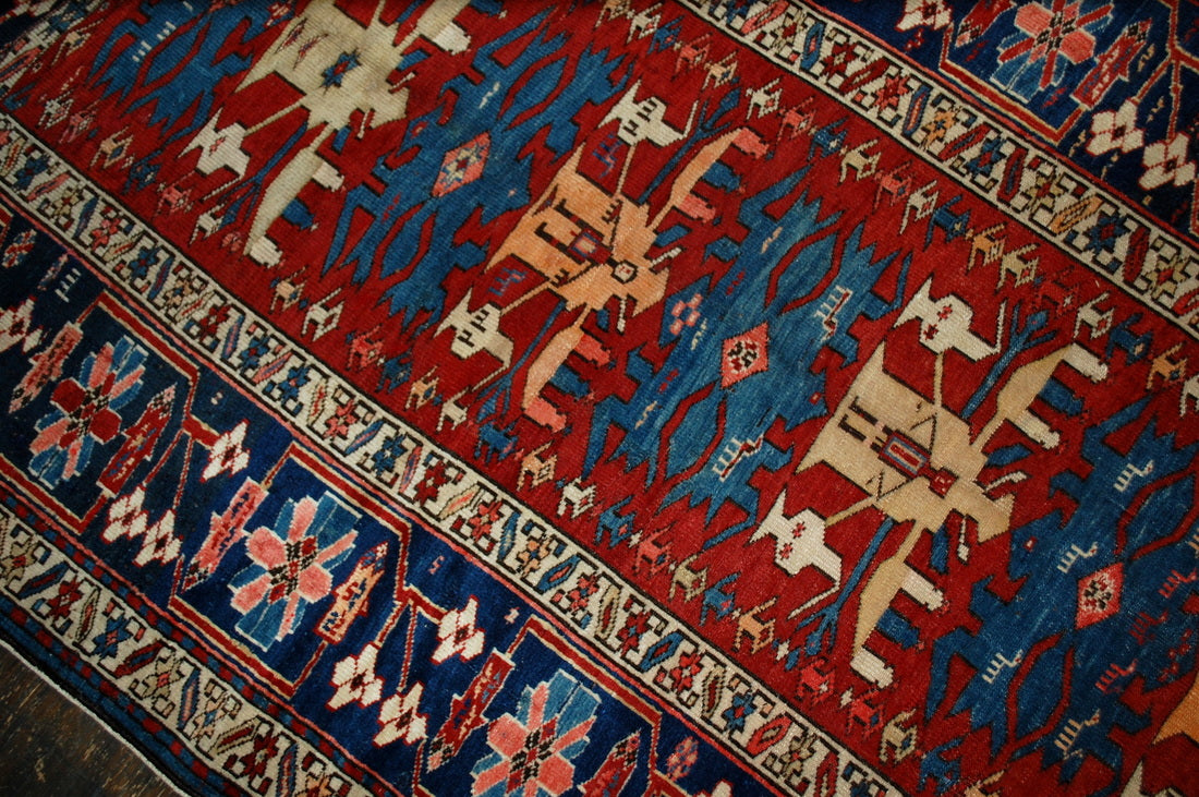 Antique handmade collectible Caucasian Shirvan rug in good condition. This rug has been made in Azerbaijan in the end of 19th century. 