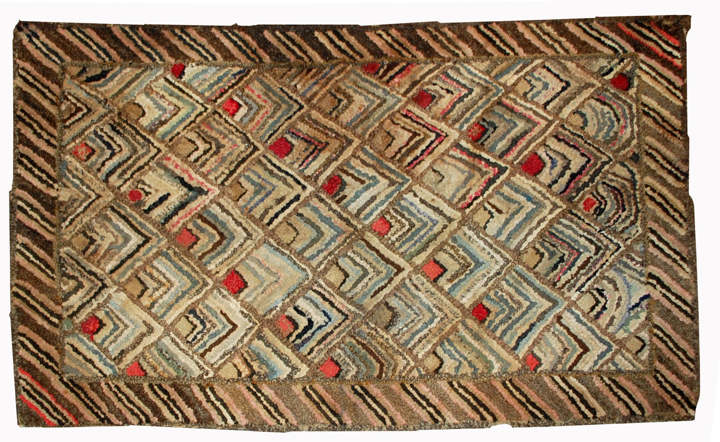 Handmade antique American hooked rug 1900s