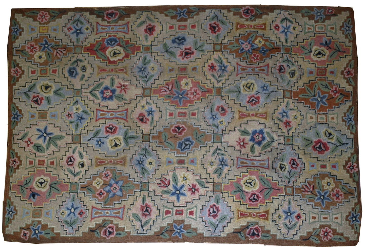 Hand made antique American hooked rug 1900s