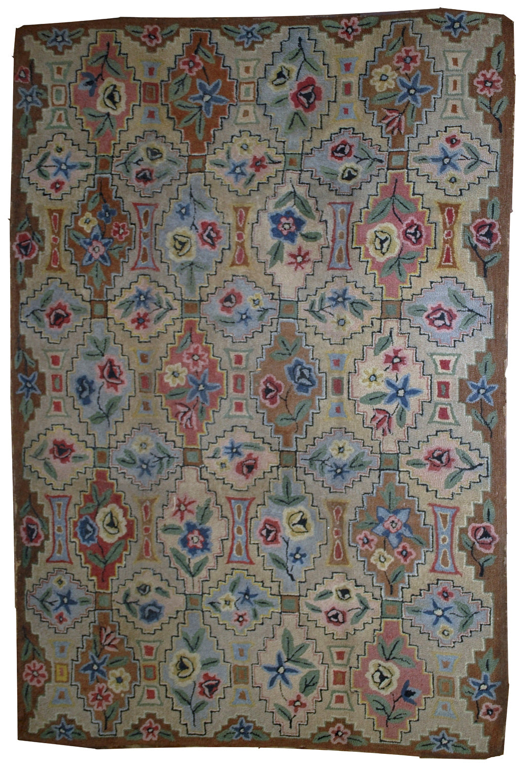 Hand made antique American hooked rug 