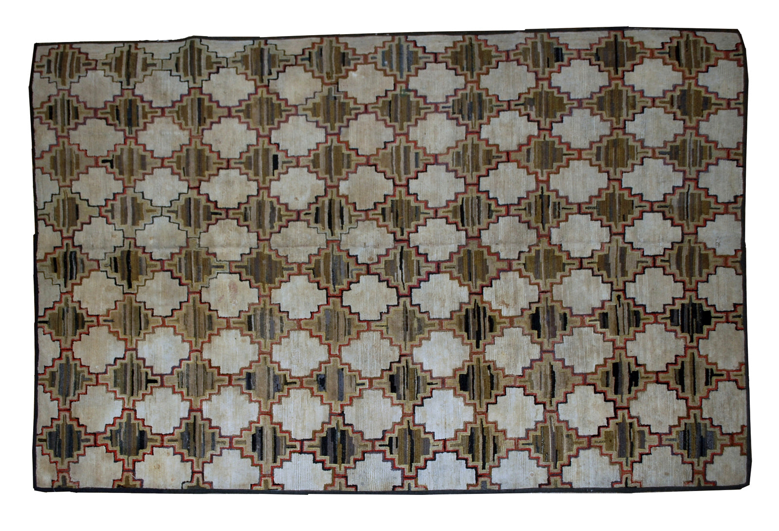 Handmade antique American hooked rug 1880s