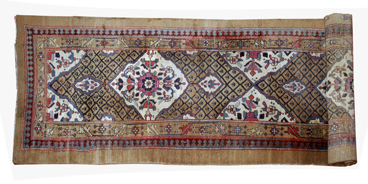 Handmade antique Persian Camel Hair runner 1880s