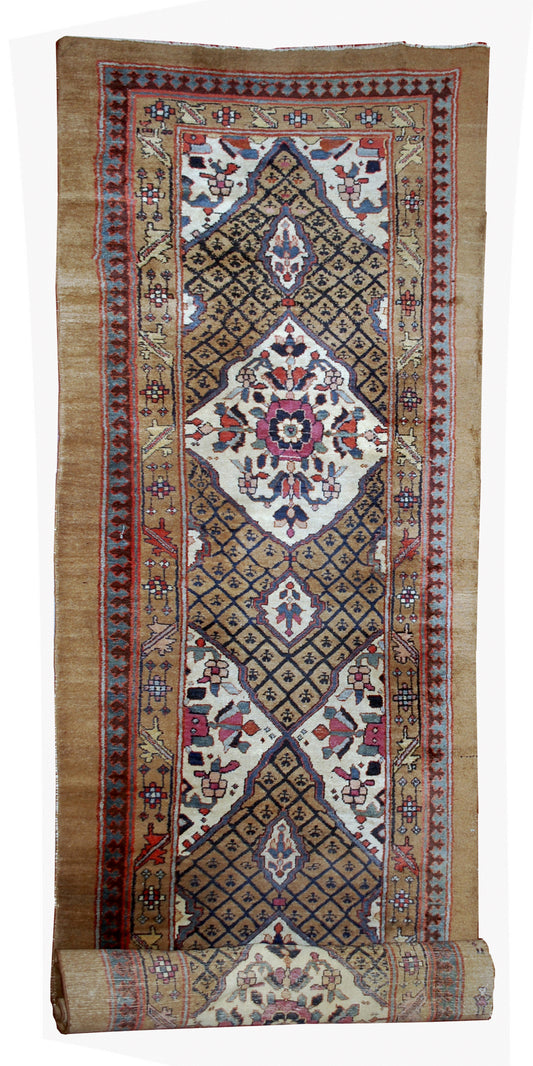 Handmade antique Persian Camel Hair runner 1880s