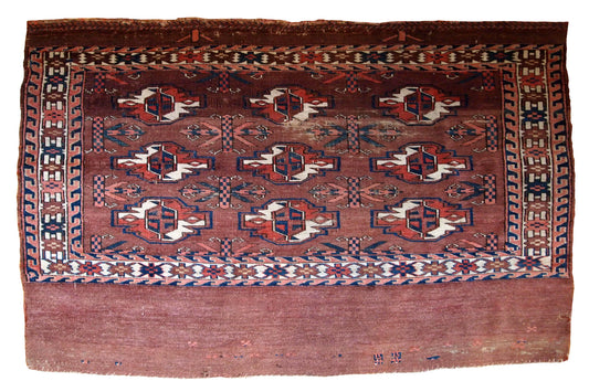 Handmade antique Turkmen Yomud rug 1880s
