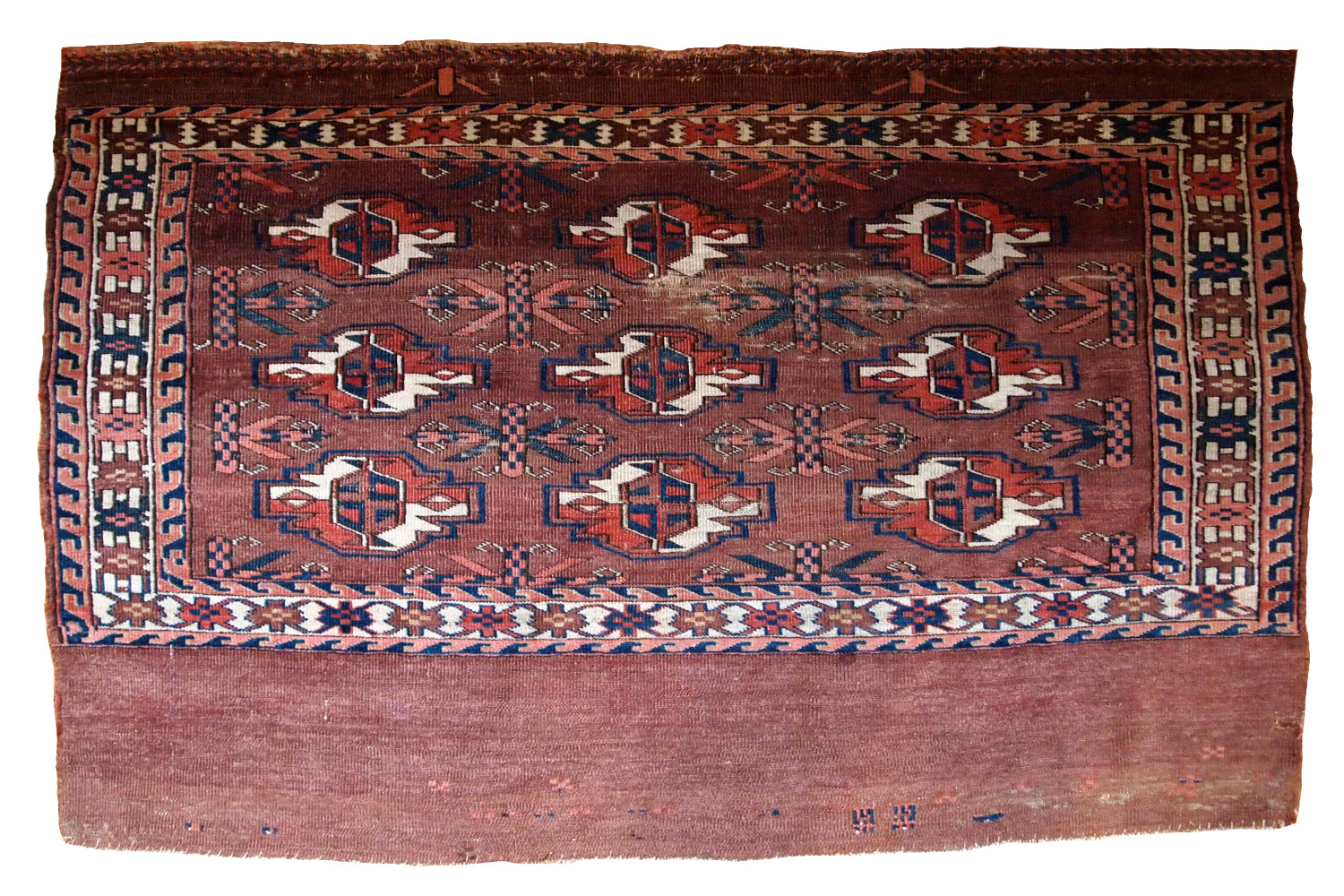 Handmade antique Turkmen Yomud rug 1880s