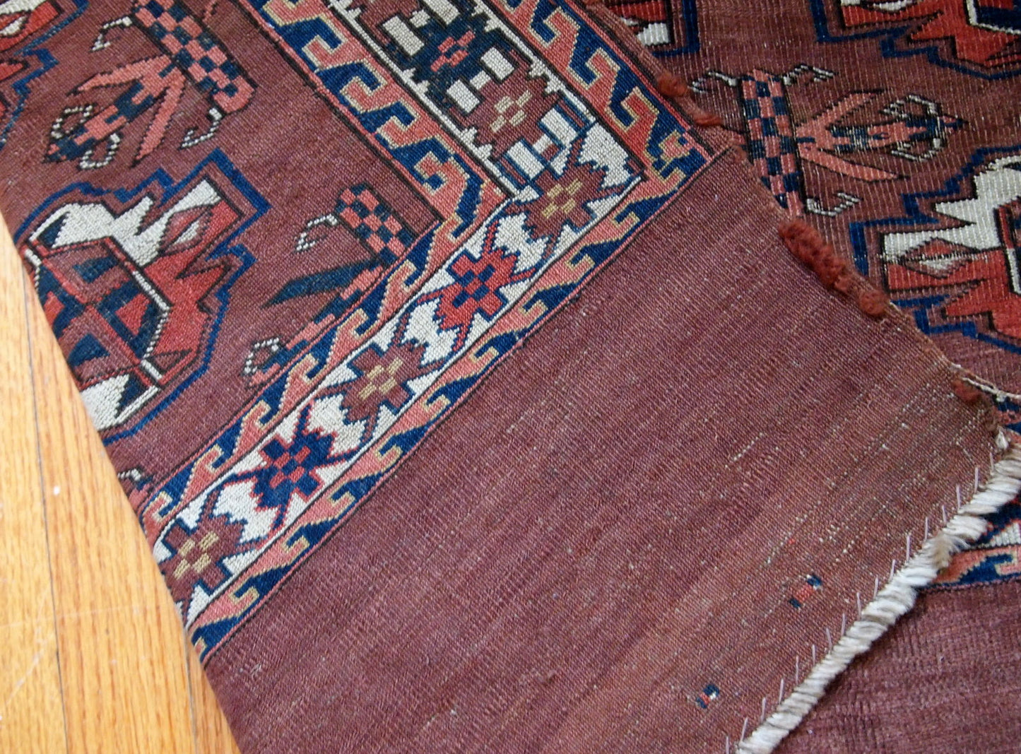 Handmade antique Turkmen Yomud rug 1880s