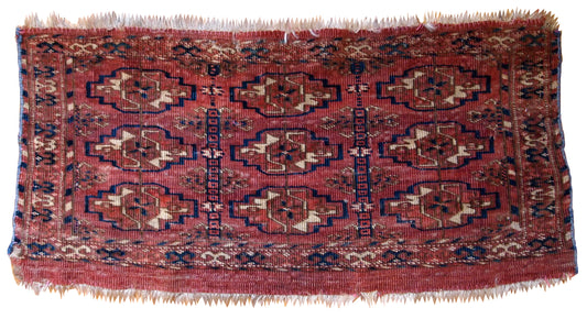 Handmade antique Turkmen Tekke Torba rug 1860s
