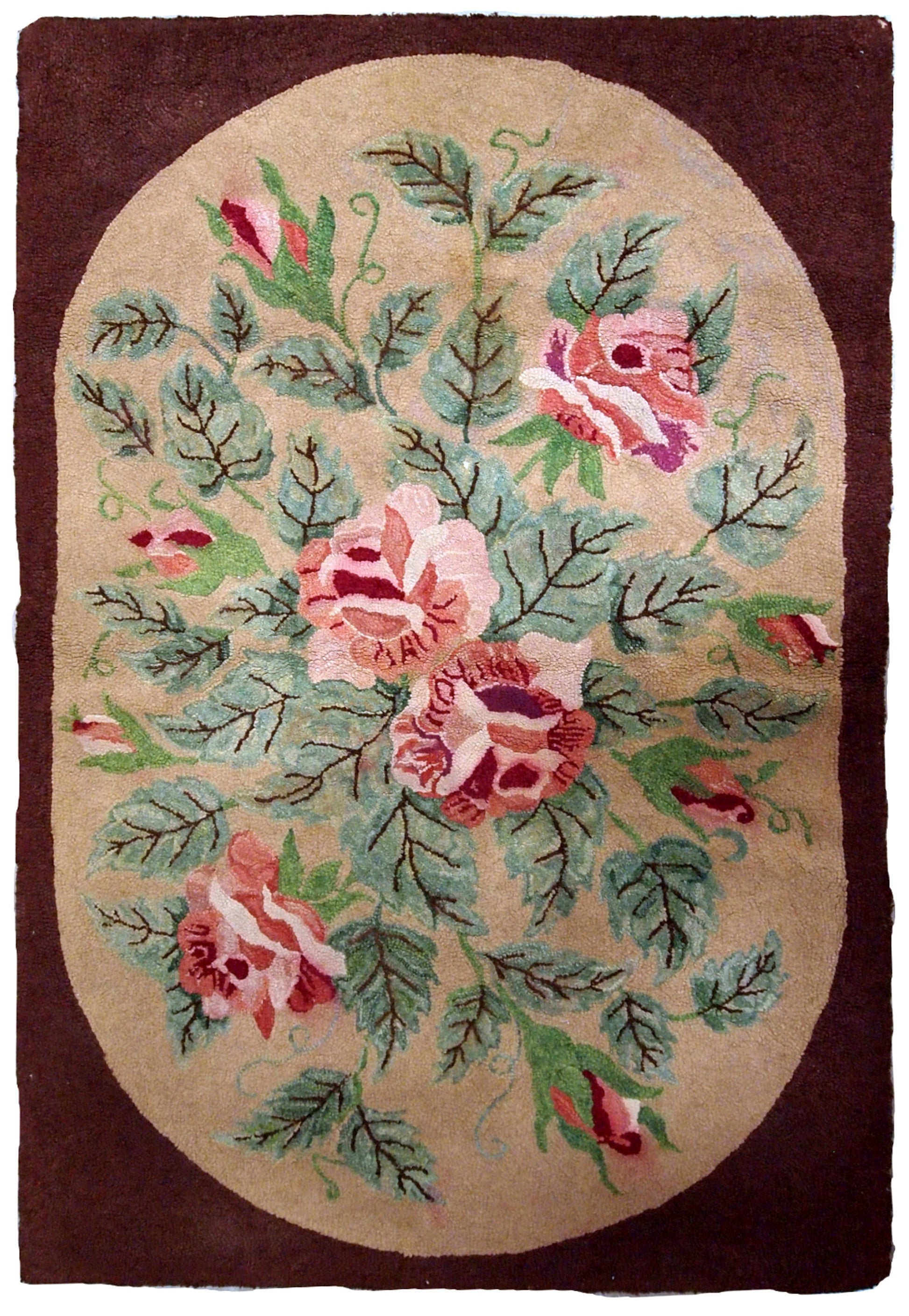 Handmade antique American Hooked rug 1900s