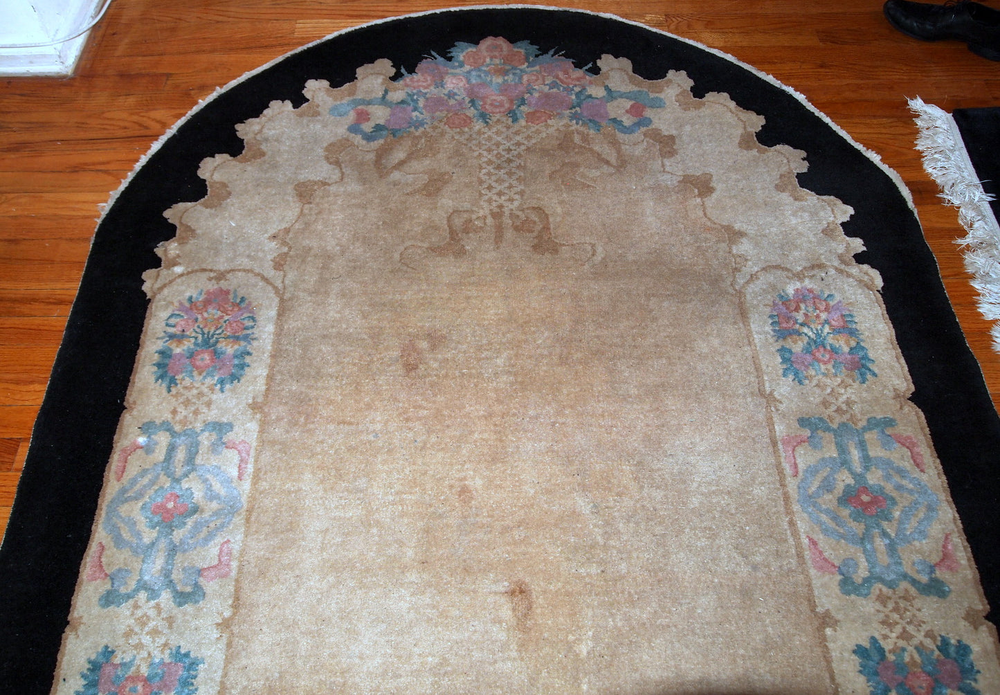 Handmade antique Art Deco Chinese rug 4.10' x 8' (150cm x 243cm) 1920s - 1B660