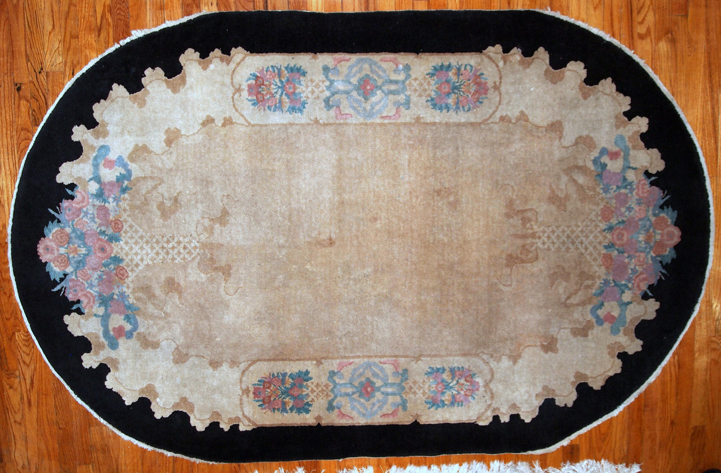 Handmade antique Art Deco Chinese rug 4.10' x 8' (150cm x 243cm) 1920s - 1B660