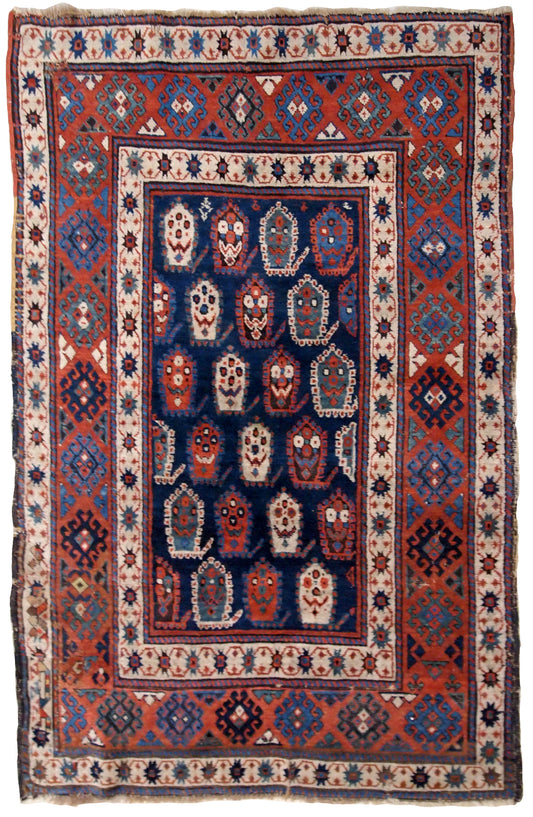 Handmade antique Caucasian Kazak rug 1870s