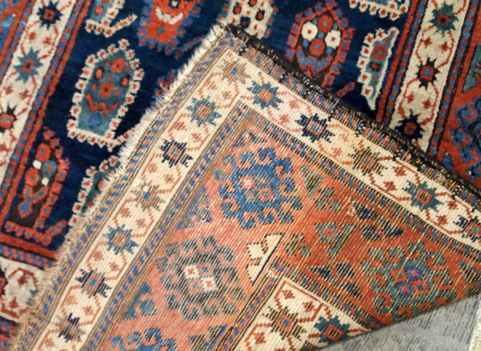 Handmade antique Caucasian Kazak rug 1870s