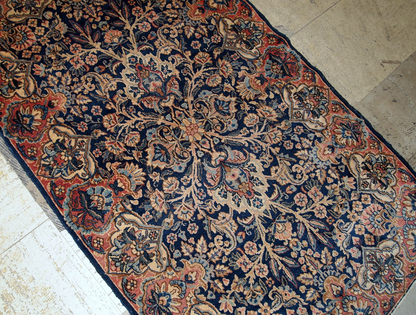 Handmade antique Persian Kerman rug 1920s