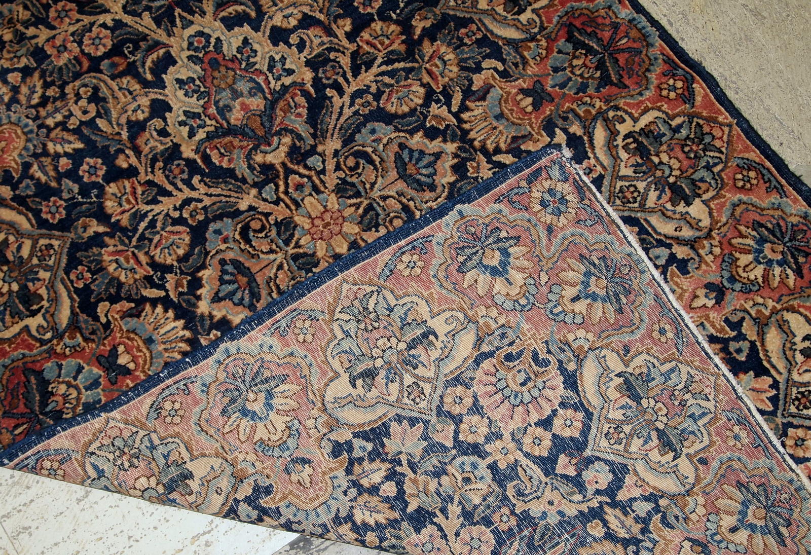 Handmade antique Persian Kerman rug 1920s