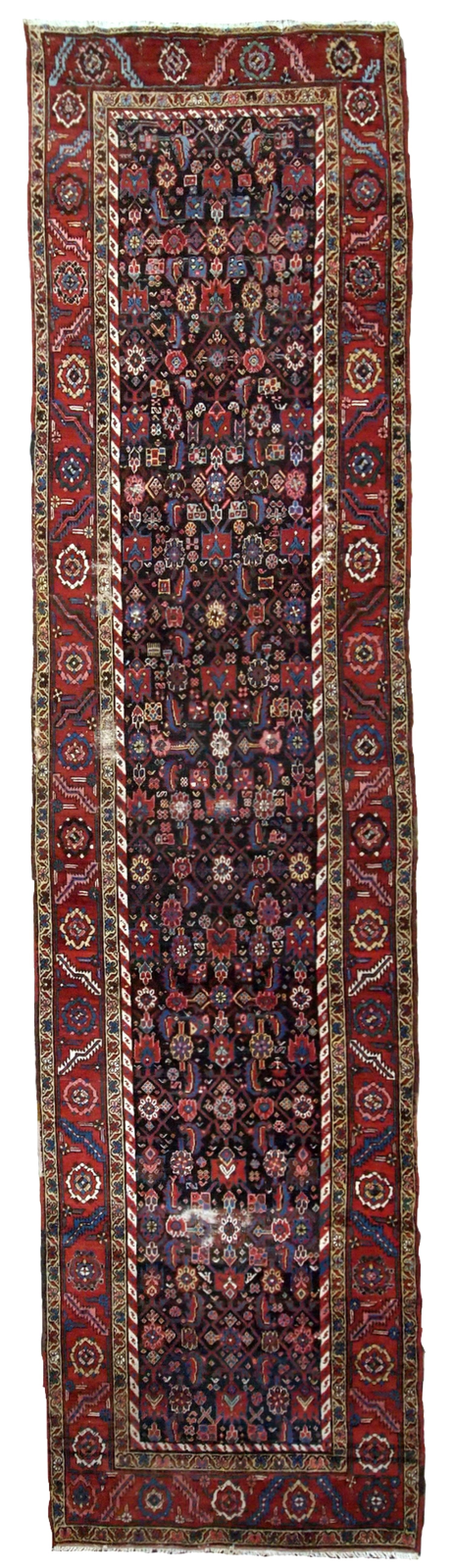 Handmade antique Persian Bakshaish runner 1880s