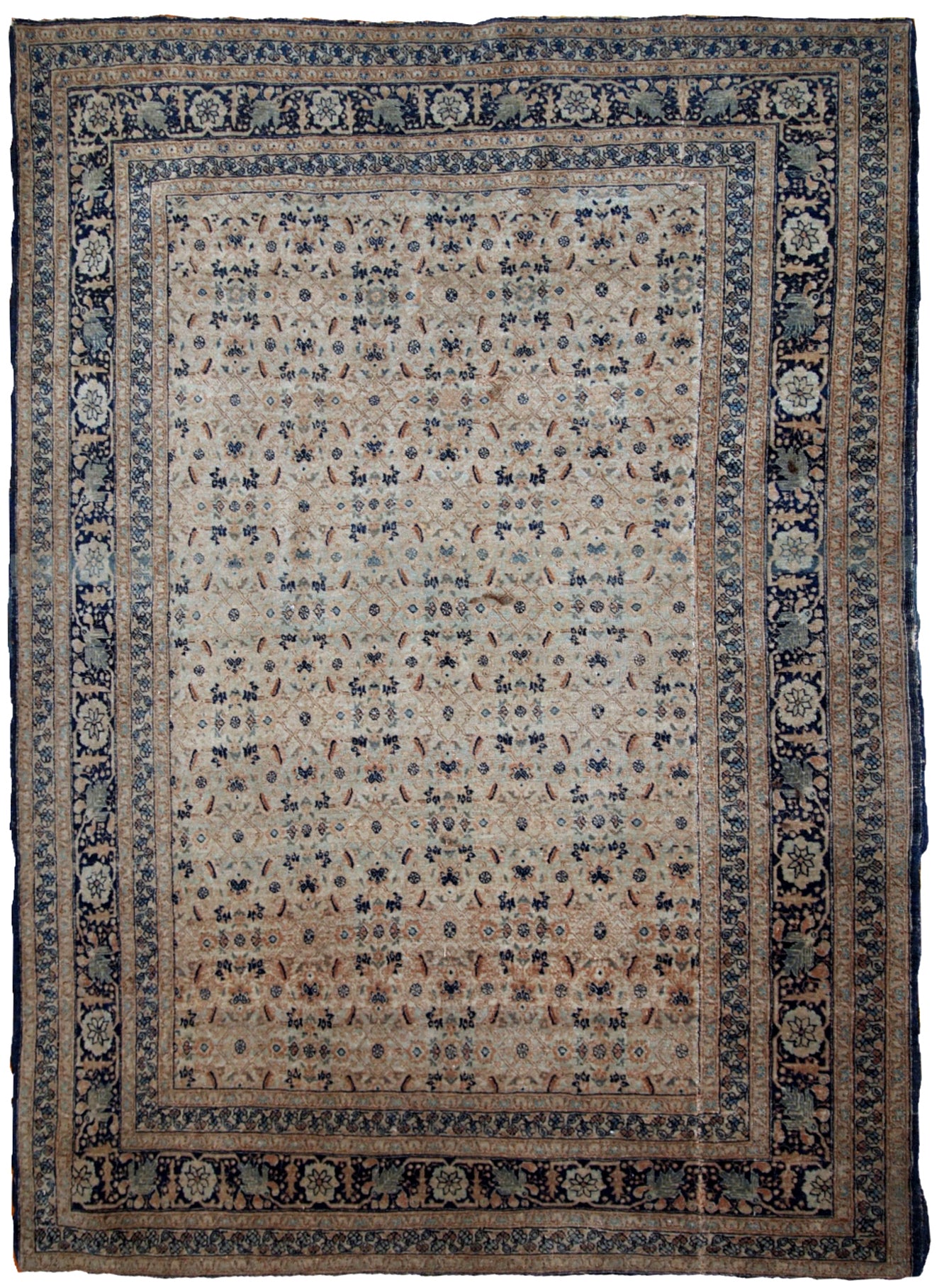 Handmade antique Persian Tabriz Hajalili rug 1880s