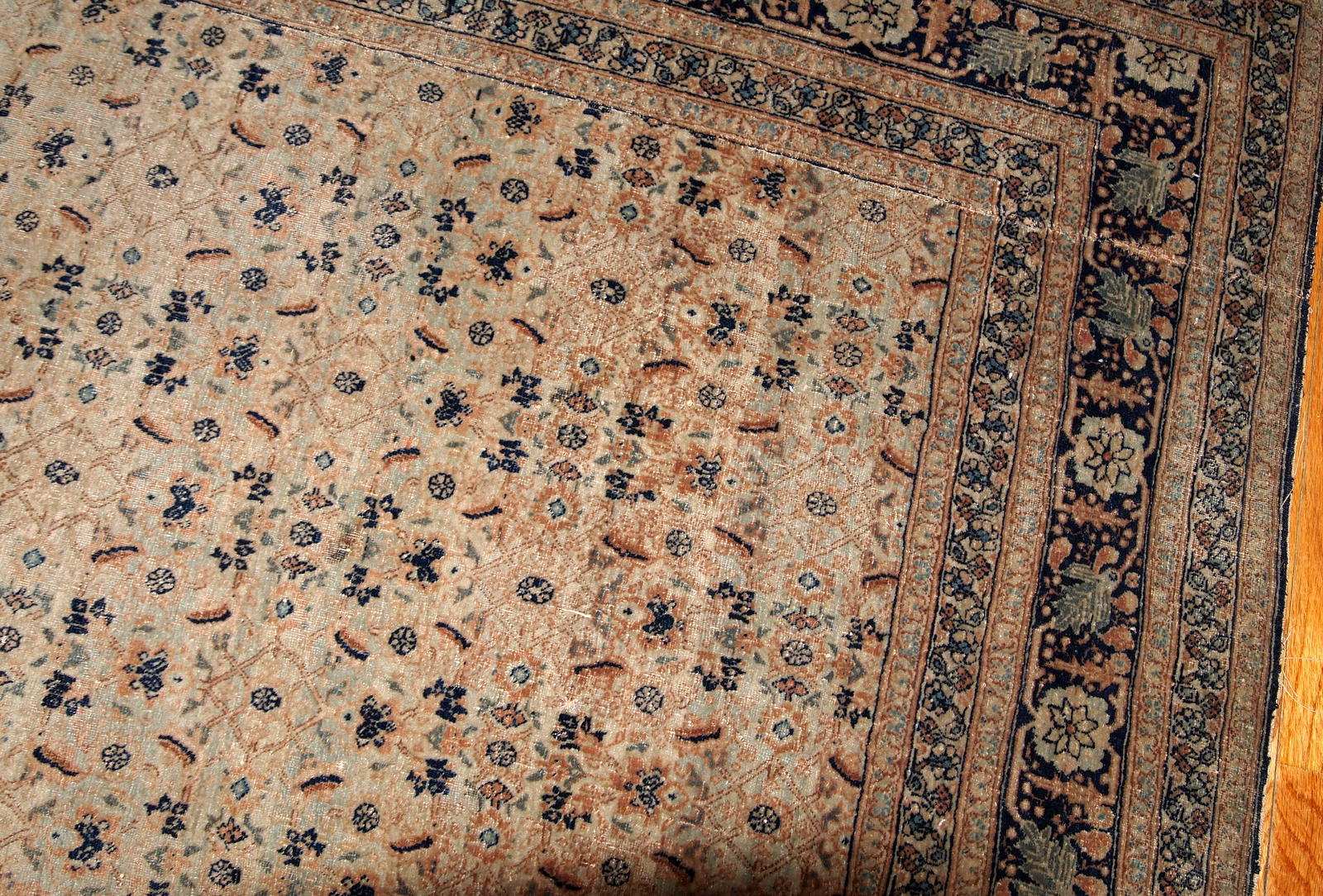 Handmade antique Persian Tabriz Hajalili rug 1880s