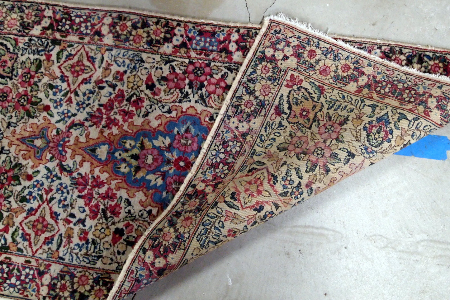 Handmade antique Persian Kerman rug 1910s
