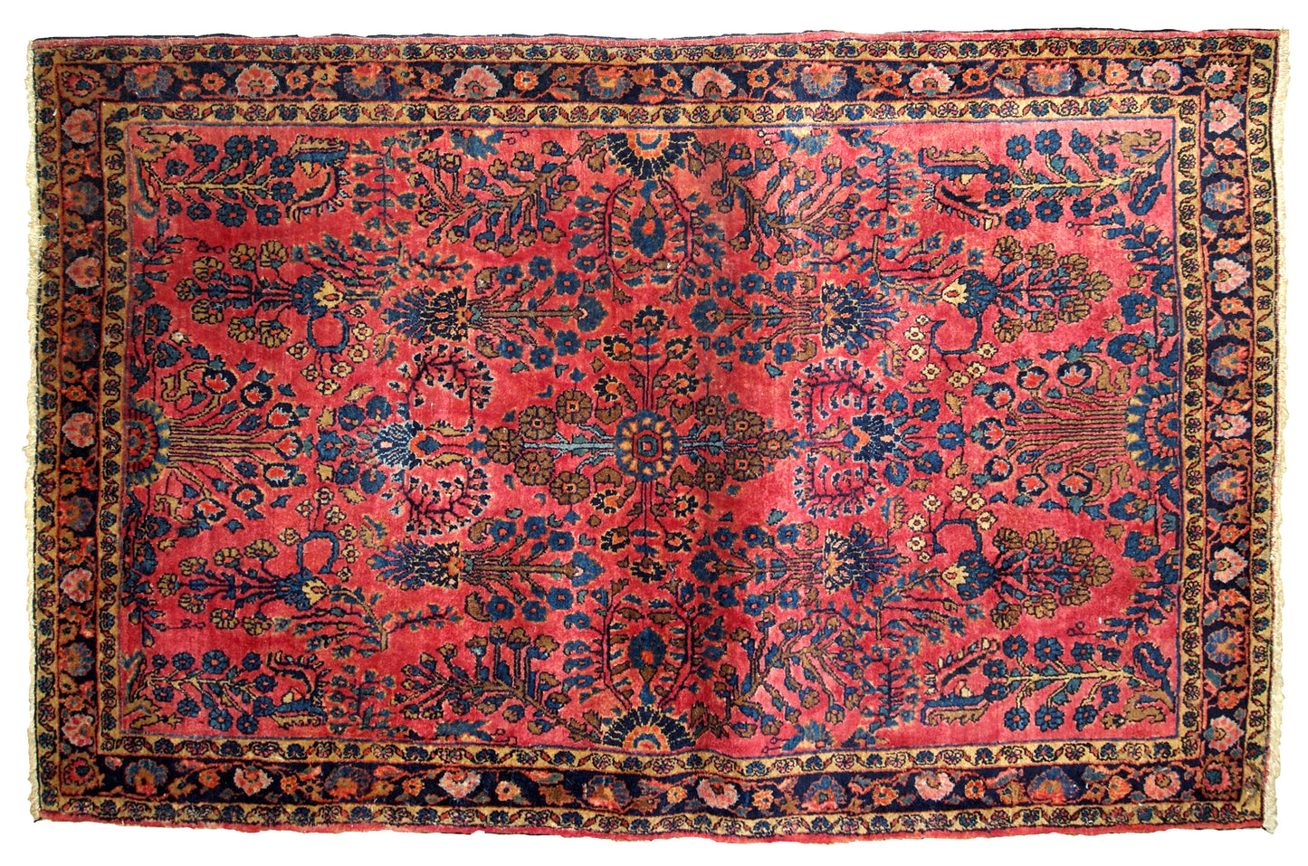Hand-weaved antique Sarouk rug from the beginning of 20th century. The rug is in original good condition.