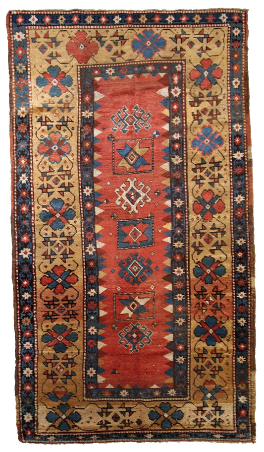 Handmade antique Caucasian Kazak rug, 1880s