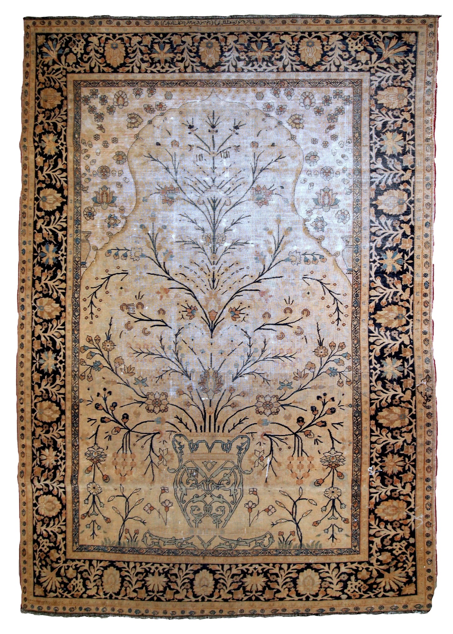 Handmade antique prayer Indo-Moktasham rug, 1880s