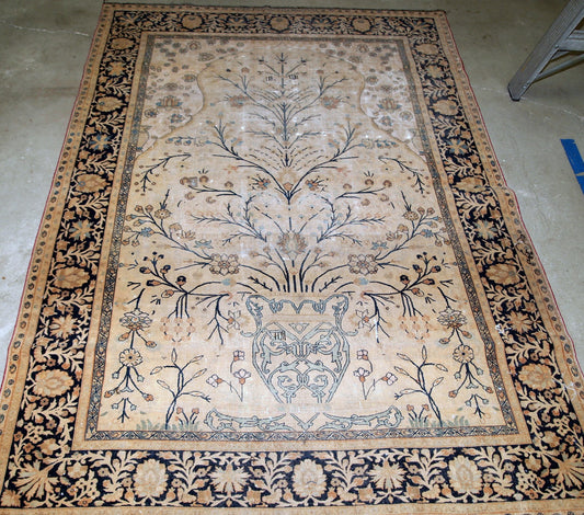 Handmade antique prayer Indo-Moktasham rug, 1880s