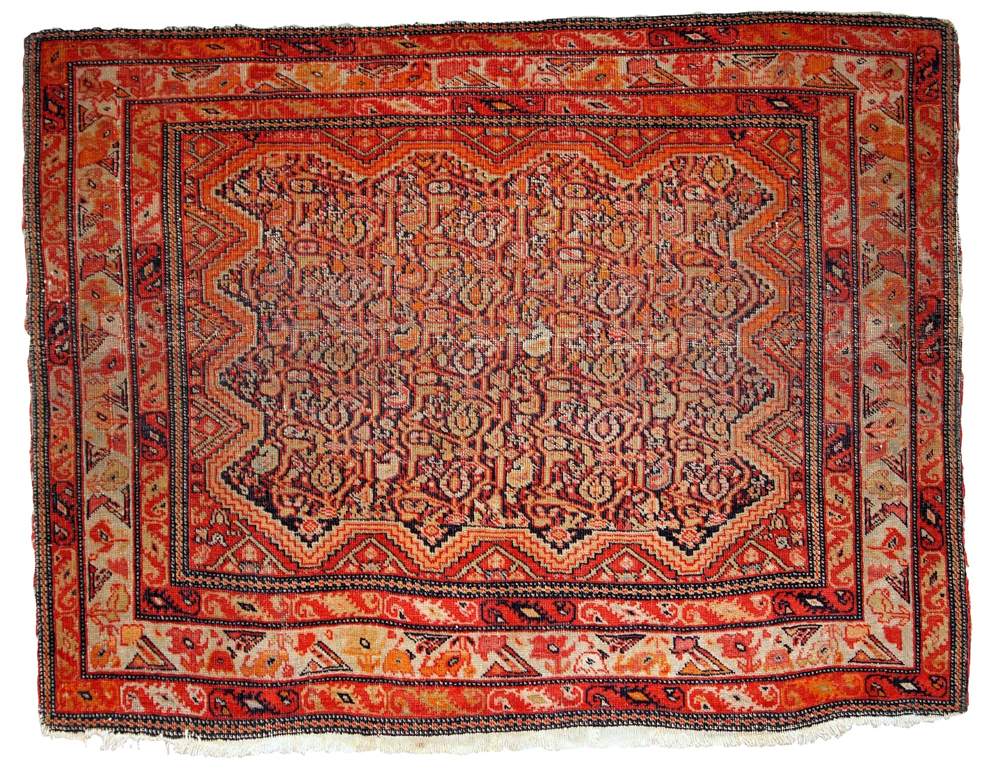 Handmade antique collectible Persian Mishan Malayer rug, 1880s