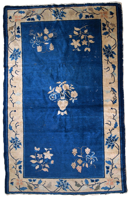 Handmade antique Peking Chinese rug 1900s