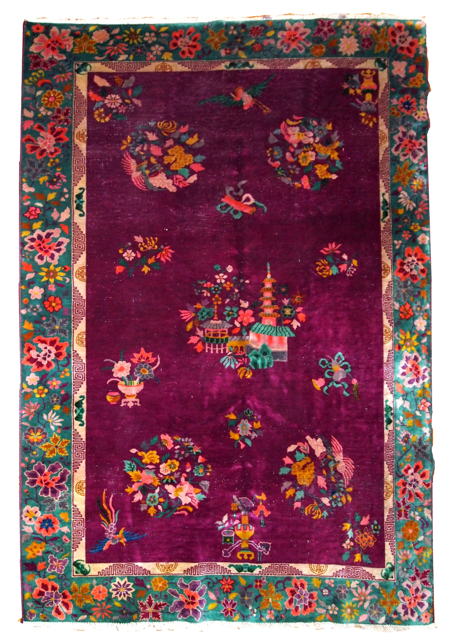 Handmade antique Art Deco Chinese rug 1920s