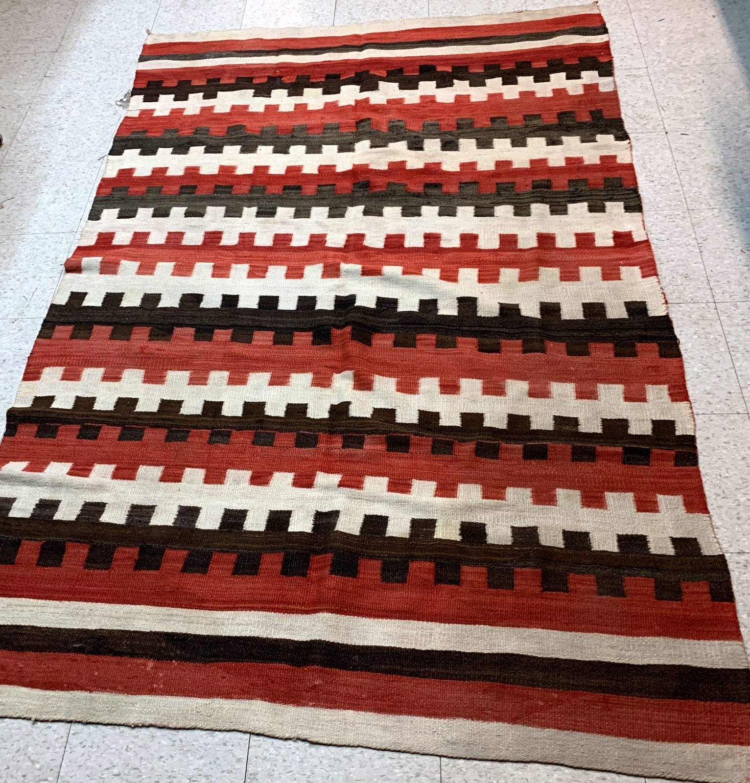 Handmade antique collectible Native American Navajo blanket 1870s