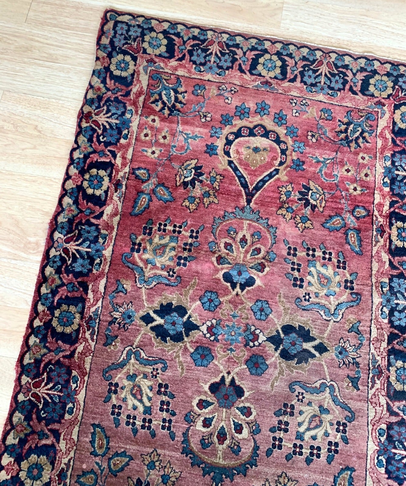Handmade antique Persian Kerman rug 1900s