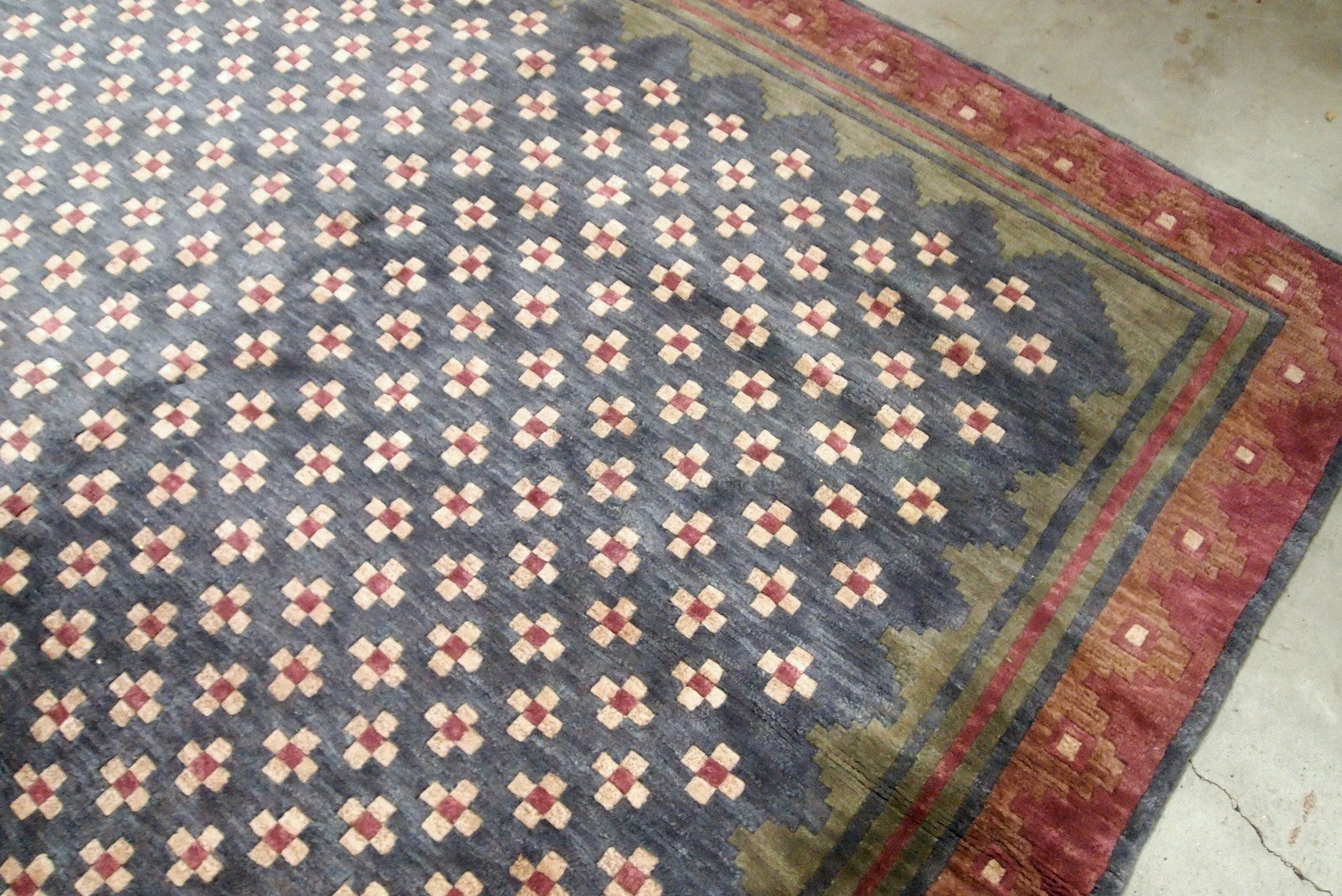 Handmade vintage Mongolian modern rug 1960s