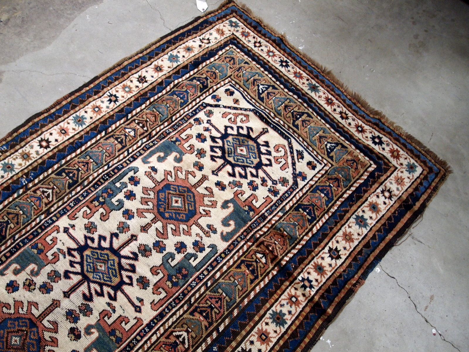 Handmade antique Caucasian Kazak rug 1870s
