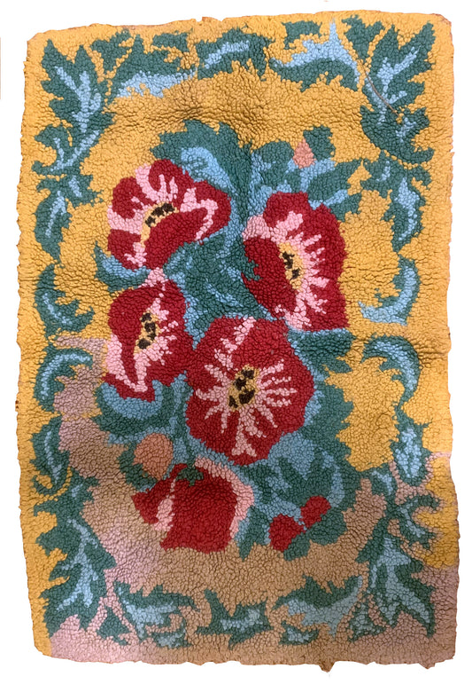 Handmade vintage American Hooked rug 1960s