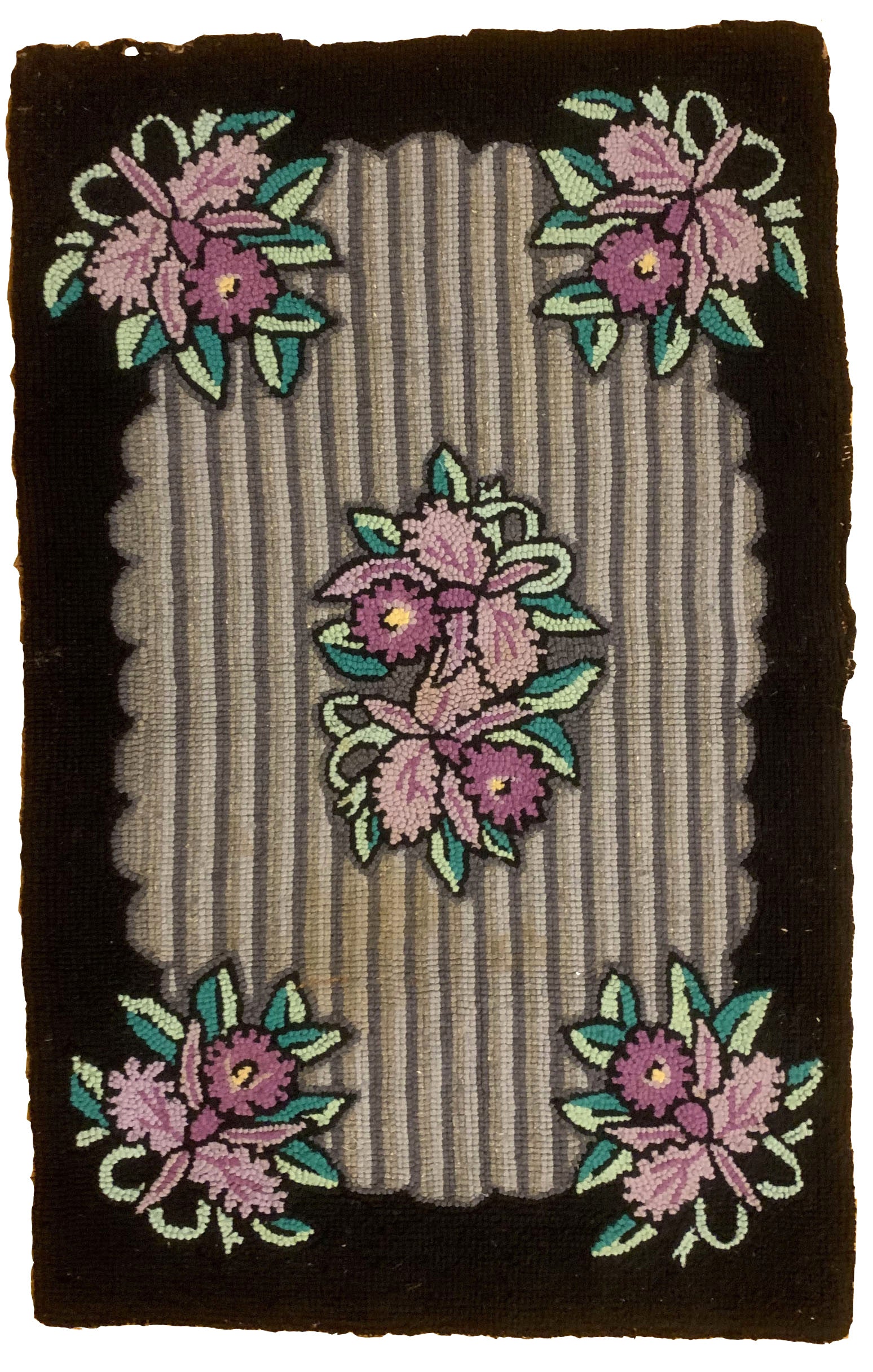 Handmade antique American Hooked rug 1910s