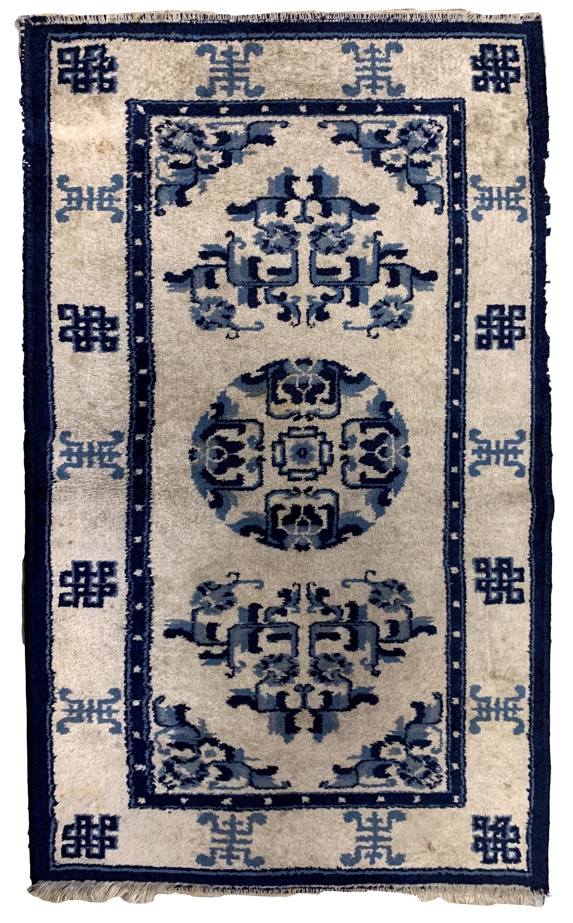 Handmade antique Peking Chinese rug 1900s