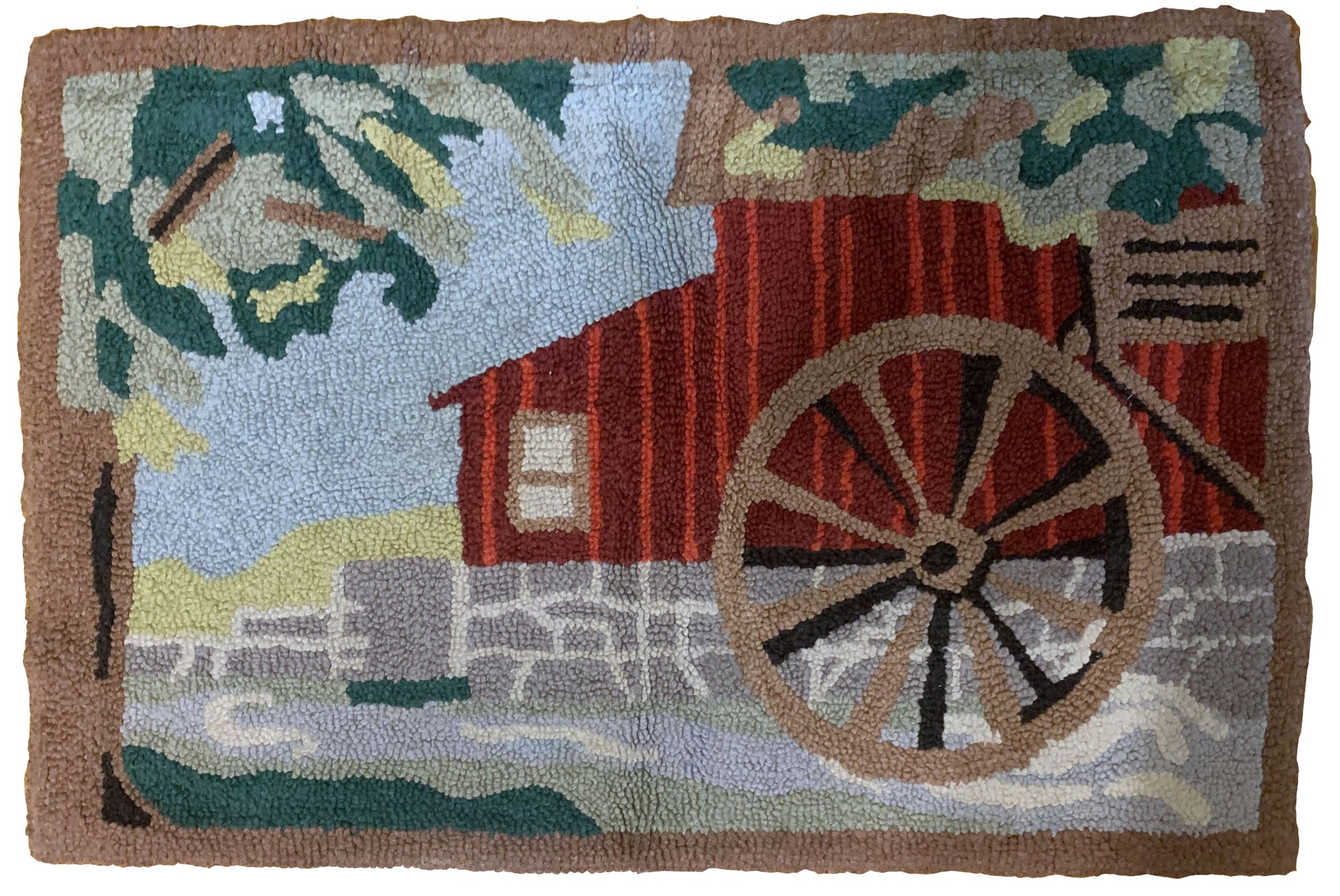 Handmade antique American Hooked rug 1930s
