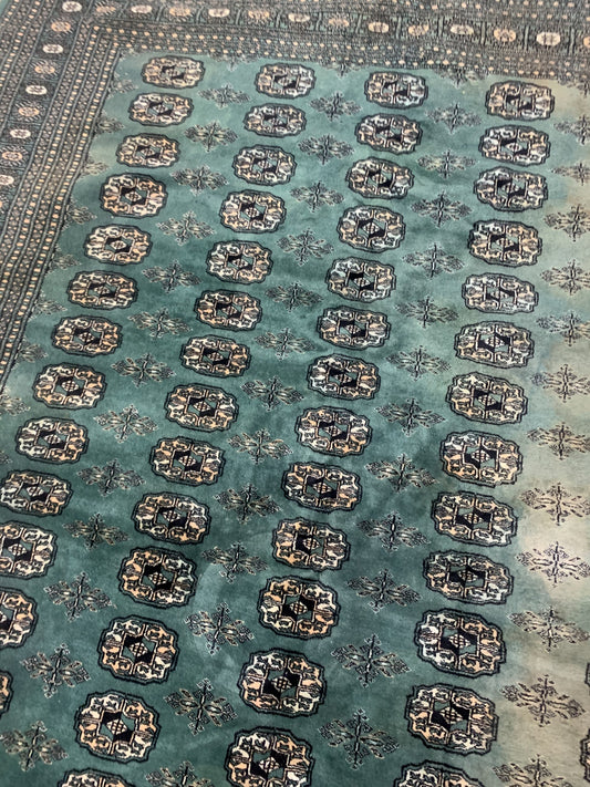 Handmade vintage Uzbek Bukhara rug 1970s