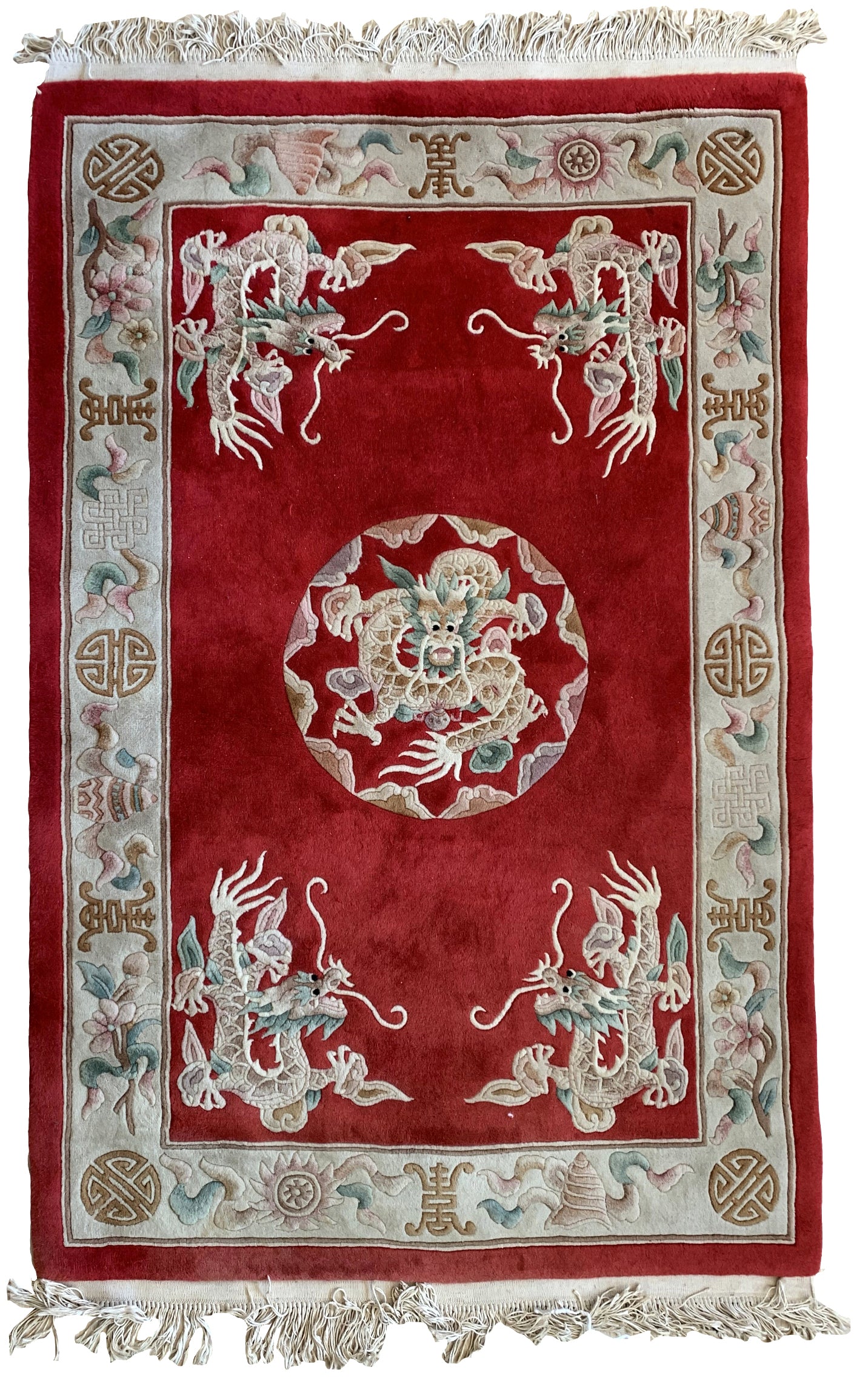 Handmade vintage Art Deco Chinese rug 1960s