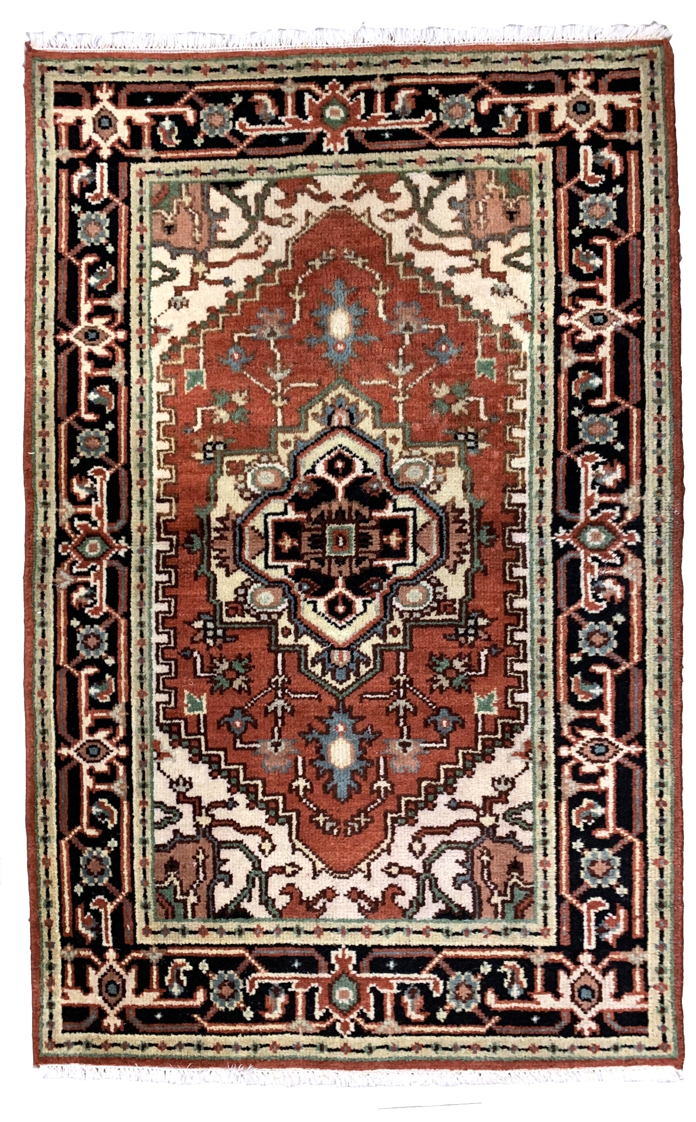 Handmade vintage Persian Heriz rug 1970s