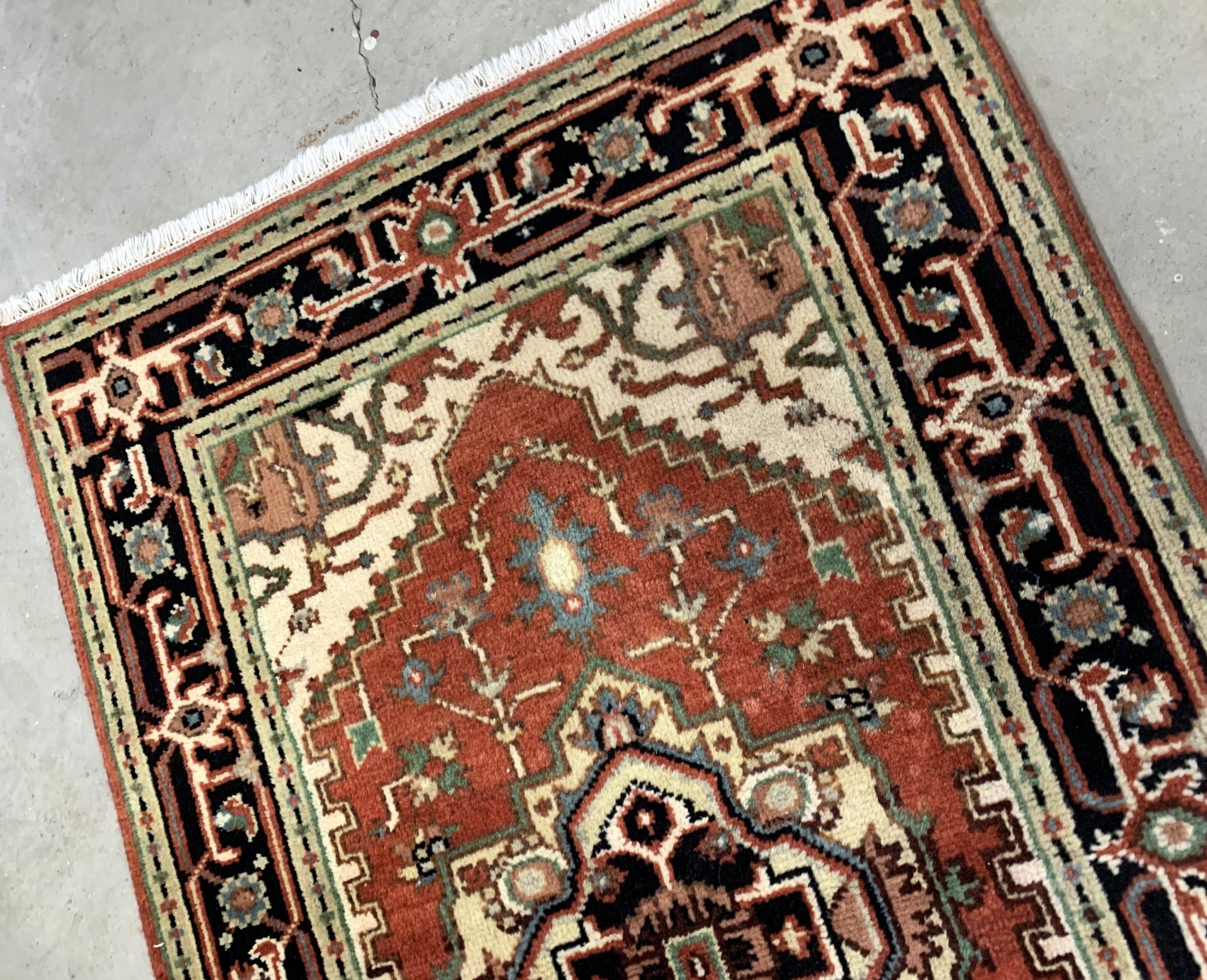 Handmade vintage Persian Heriz rug 1970s