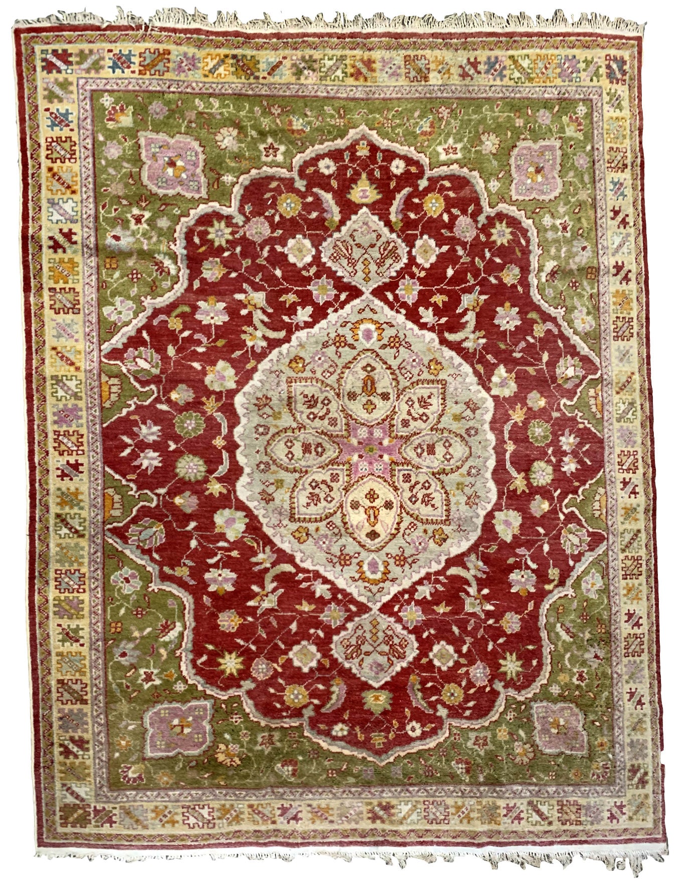 Handmade antique Turkish Oushak rug 1910s