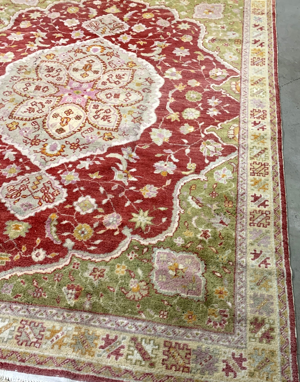 Handmade antique Turkish Oushak rug 1910s