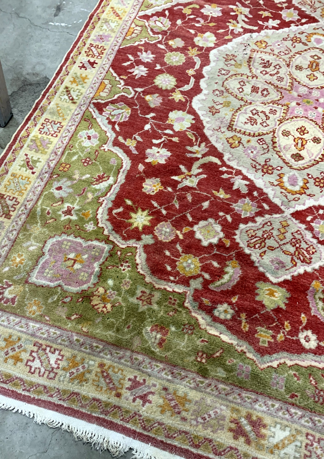 Handmade antique Turkish Oushak rug 1910s