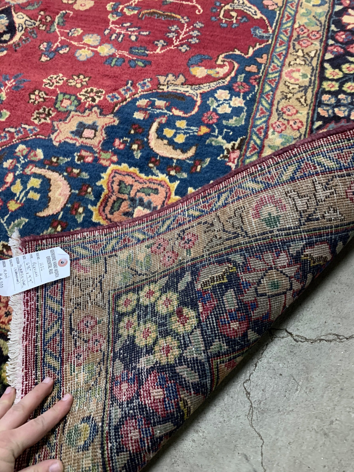 Handmade vintage Persian Mashad rug 1950s