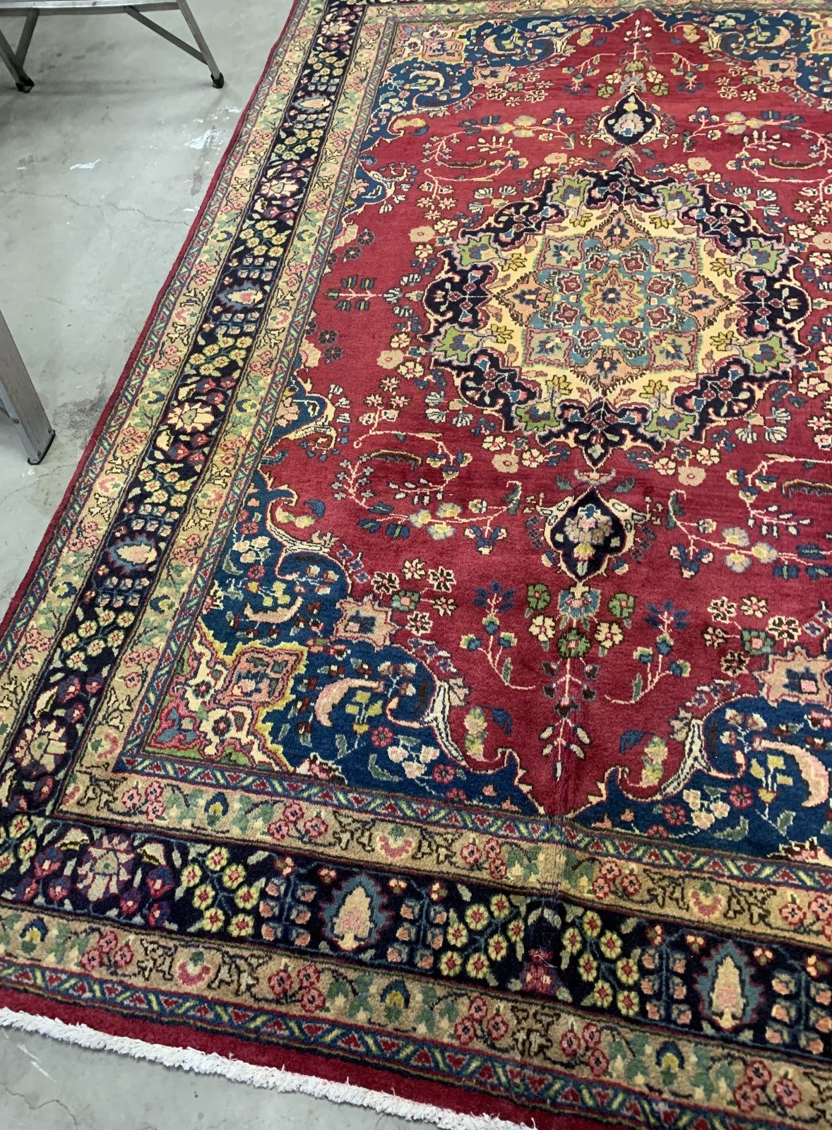 Handmade vintage Persian Mashad rug 1950s