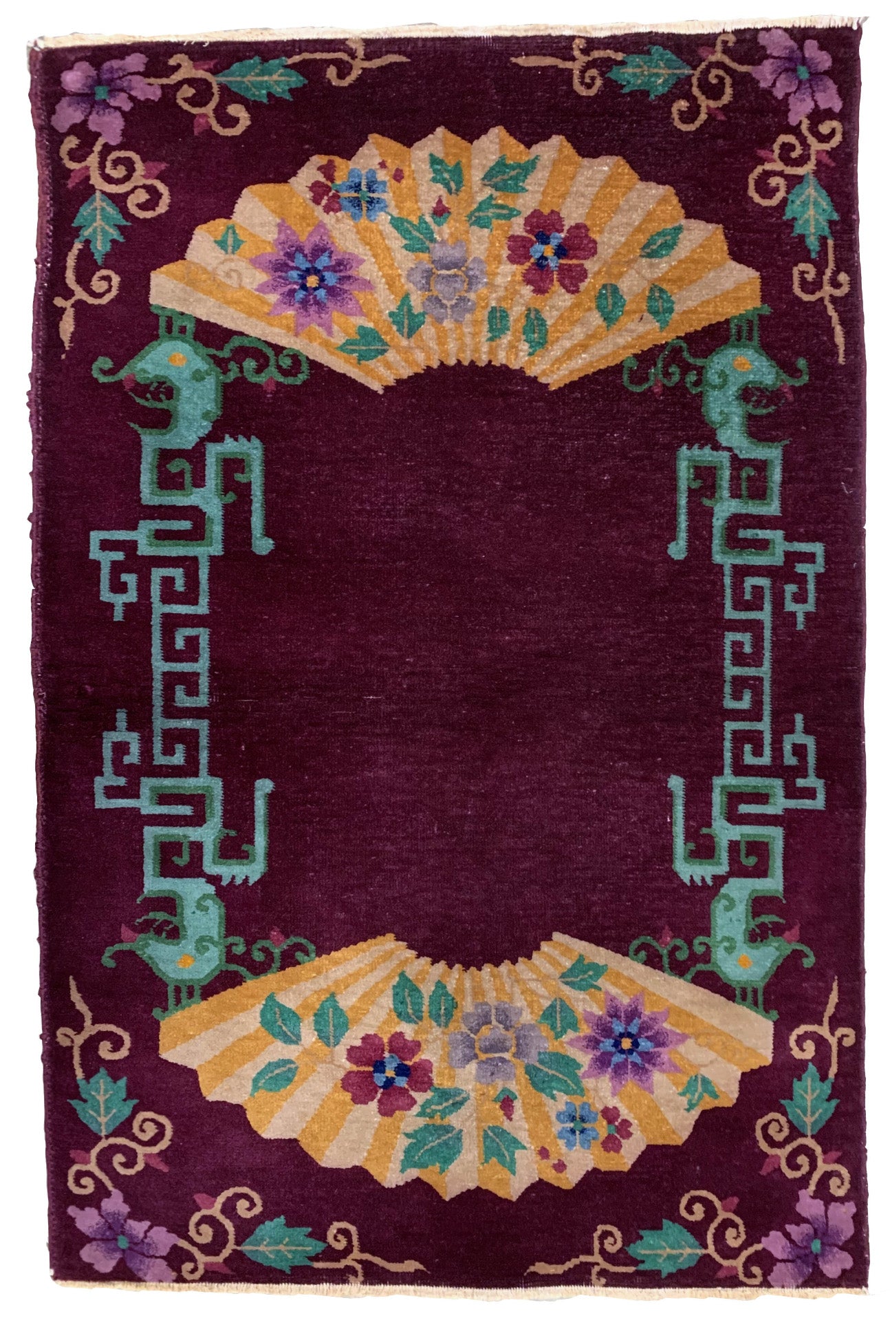 Handmade antique Art Deco Chinese rug 1920s