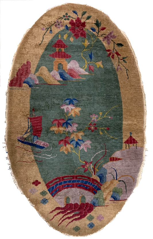 Handmade antique Art Deco Chinese rug 1920s