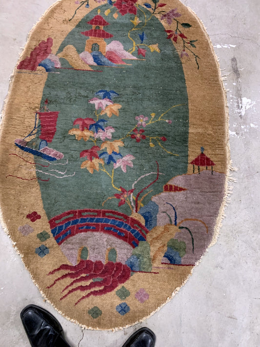 Handmade antique Art Deco Chinese rug 1920s